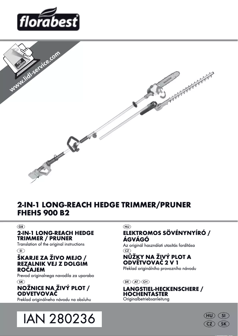 Page 1 de la notice Manuel utilisateur Florabest FHEHS 900 B2