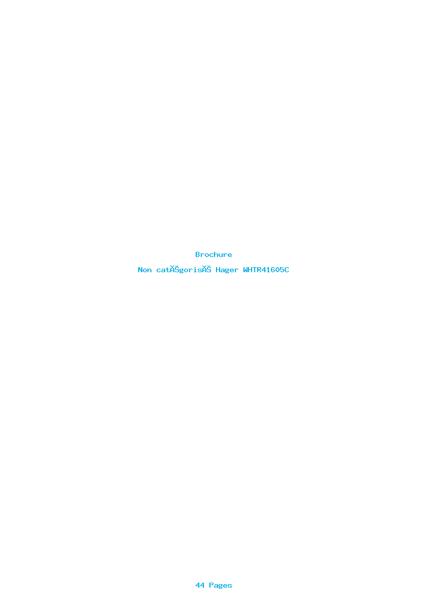 Page 1 de la notice Brochure Hager WHTR41605C
