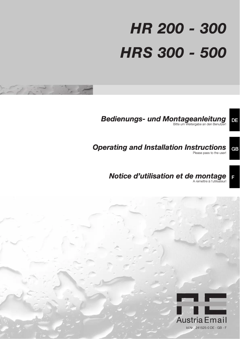 Page 1 de la notice Manuel utilisateur Panasonic HRS 500