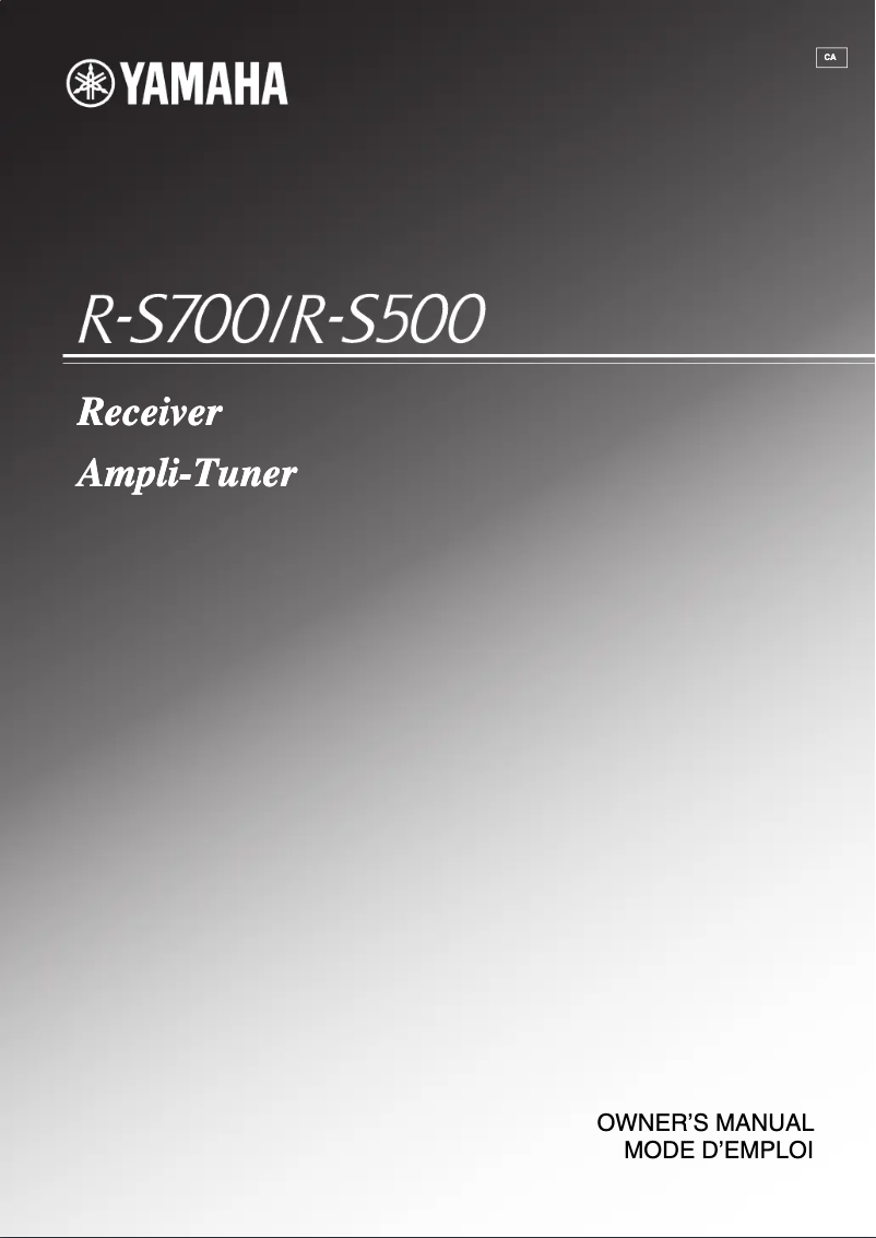 Page 1 of the manual User Manual Yamaha RS500