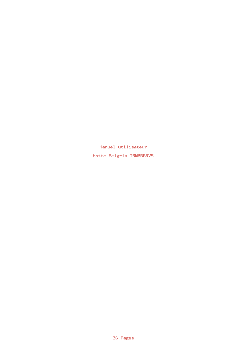 Page 1 de la notice Manuel utilisateur Pelgrim ISW855RVS
