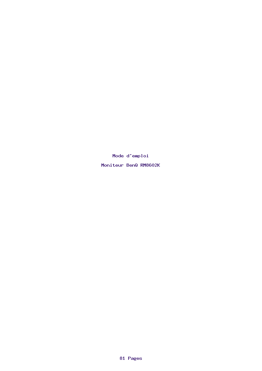 Page 1 de la notice Mode d'emploi BenQ RM8602K