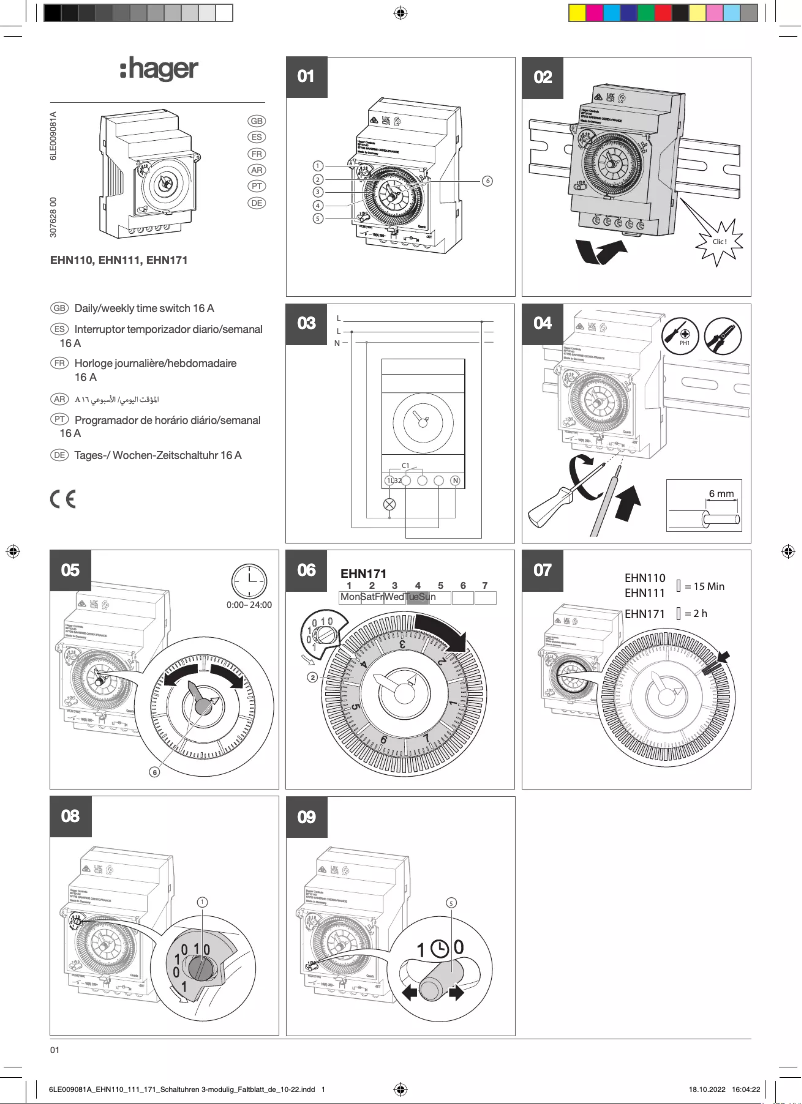 Page 1 de la notice Manuel utilisateur Hager EHN171