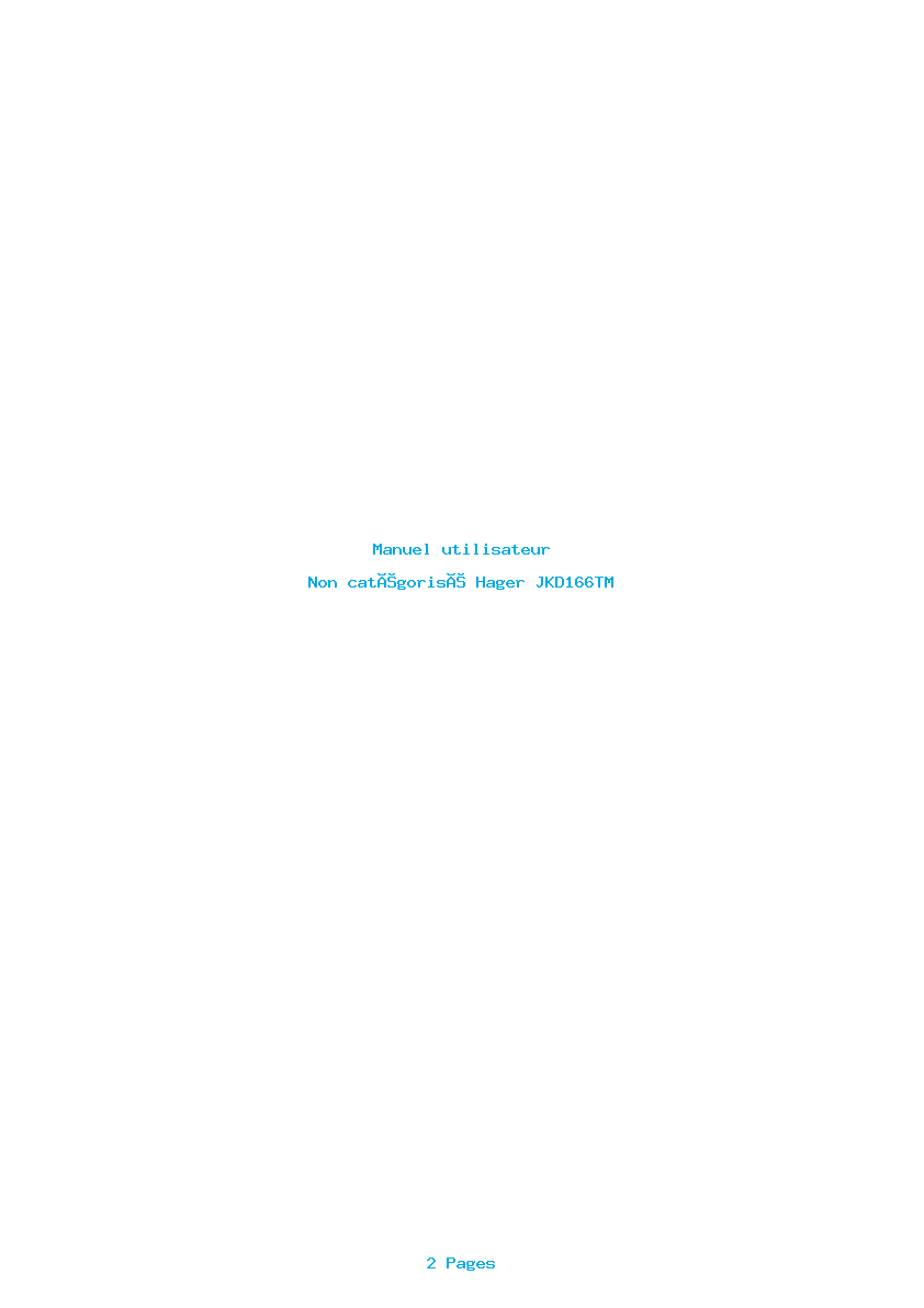 Page 1 de la notice Manuel utilisateur Hager JKD166TM