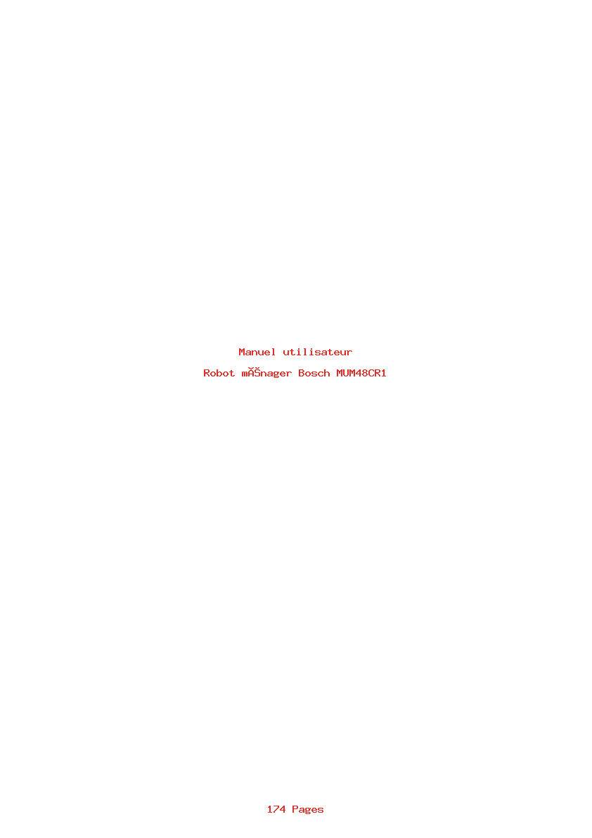 Page 1 de la notice Manuel utilisateur Bosch MUM48CR1
