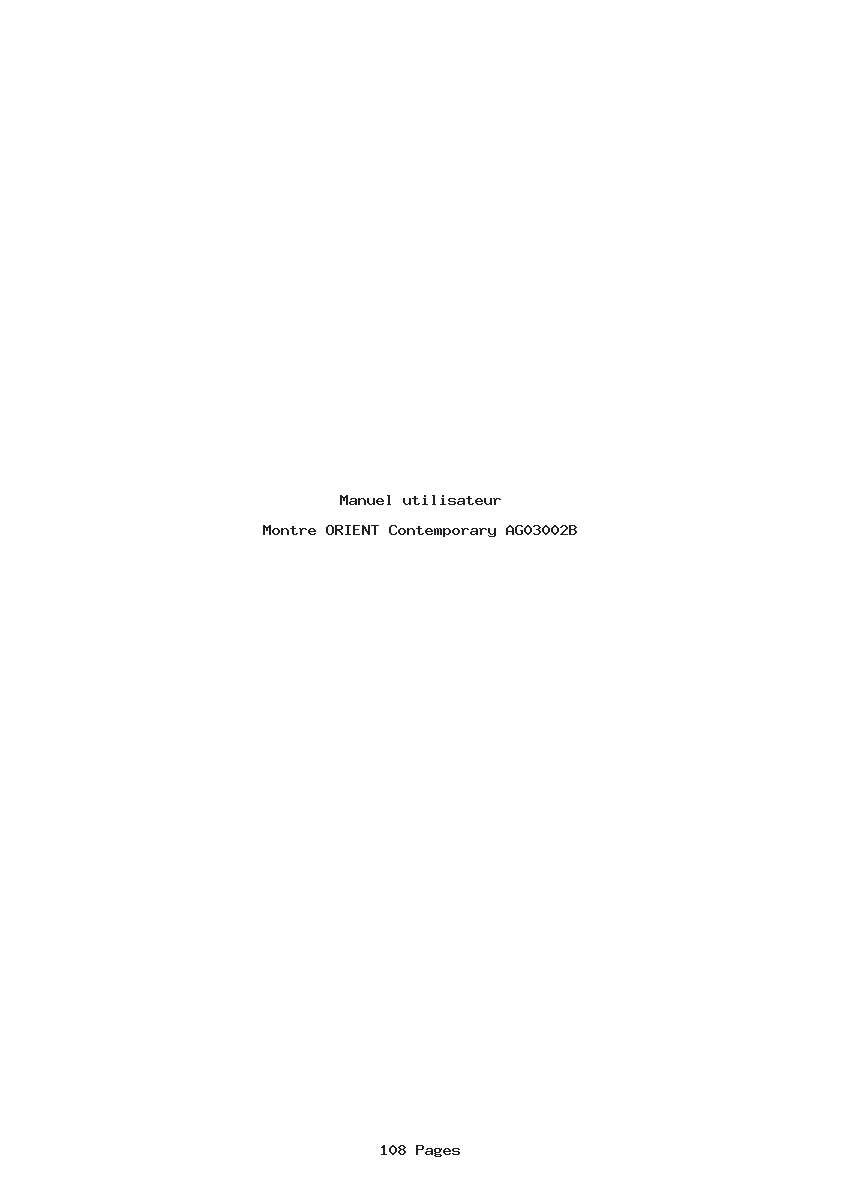 Page 1 de la notice Manuel utilisateur ORIENT Contemporary AG03002B
