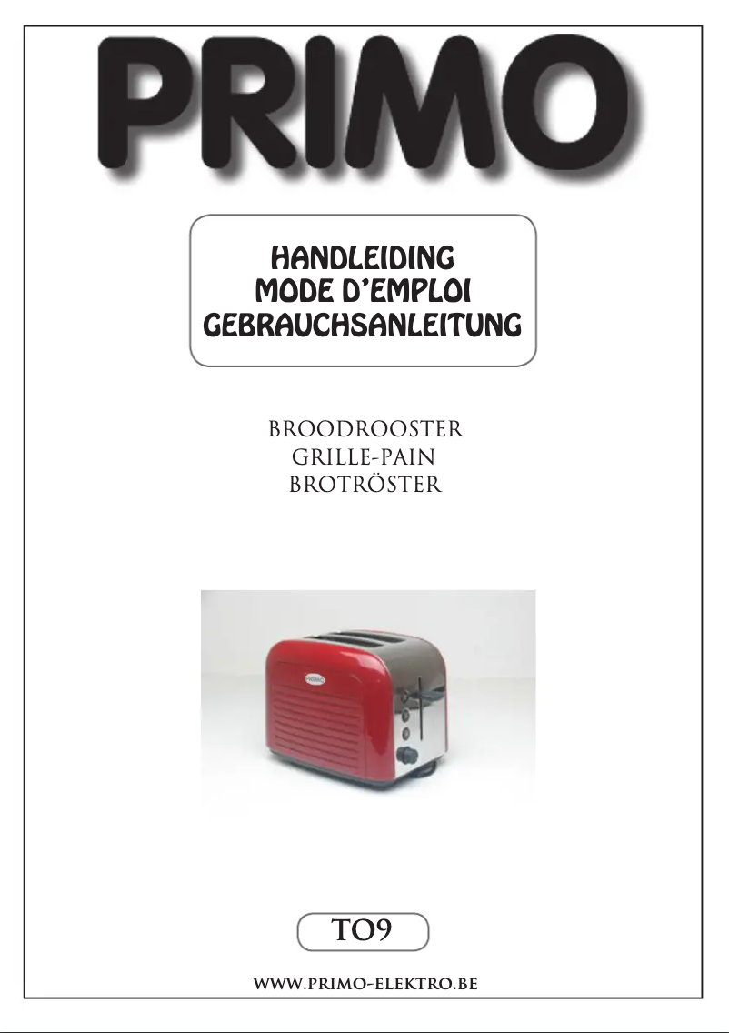 Page 1 de la notice Manuel utilisateur Primo TO9