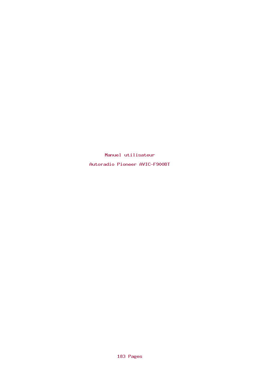 Page 1 de la notice Manuel utilisateur Pioneer AVIC-F900BT