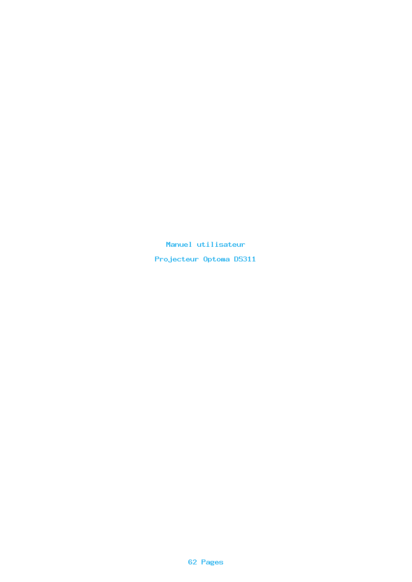 Page 1 de la notice Manuel utilisateur Optoma DS311