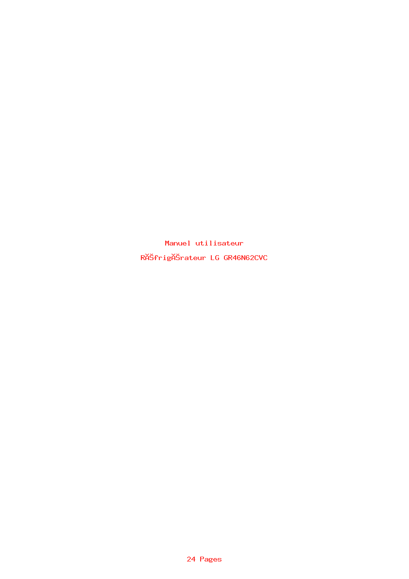 Page 1 de la notice Manuel utilisateur LG GR46N62CVC
