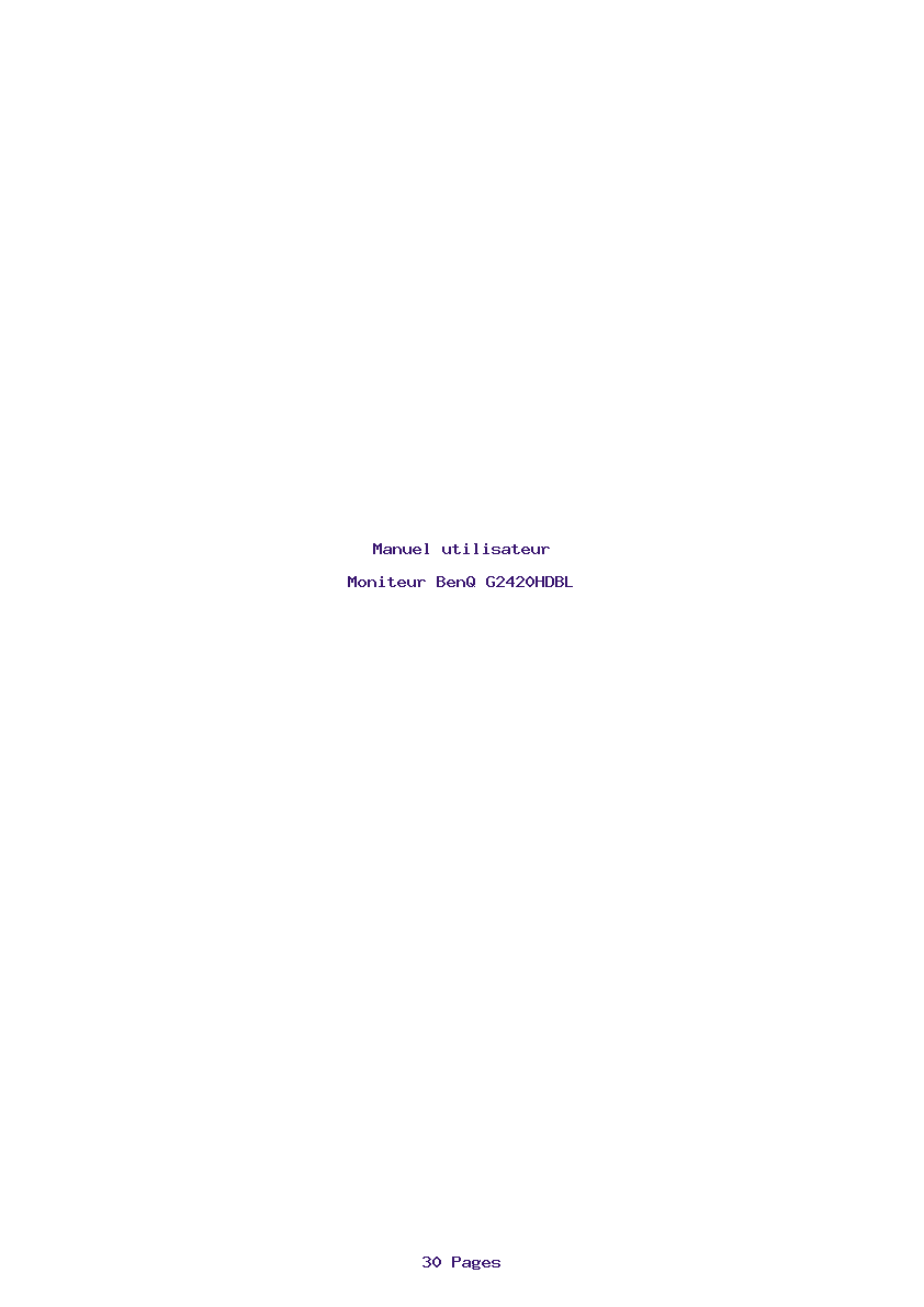 Page 1 de la notice Manuel utilisateur BenQ G2420HDBL