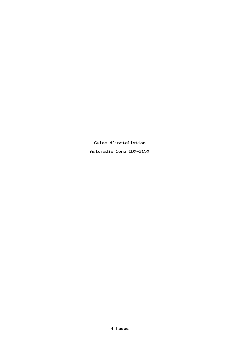 Page 1 de la notice Guide d'installation Sony CDX-3150