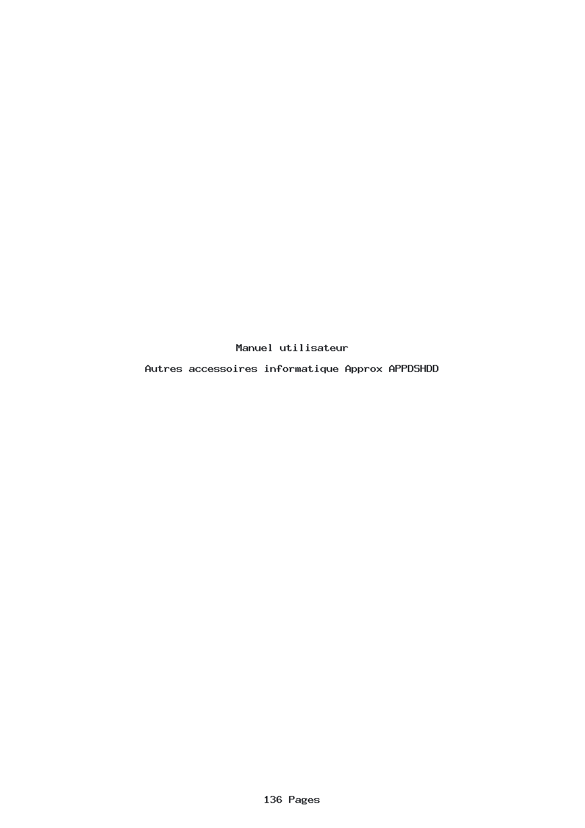 Page 1 de la notice Manuel utilisateur Approx APPDSHDD
