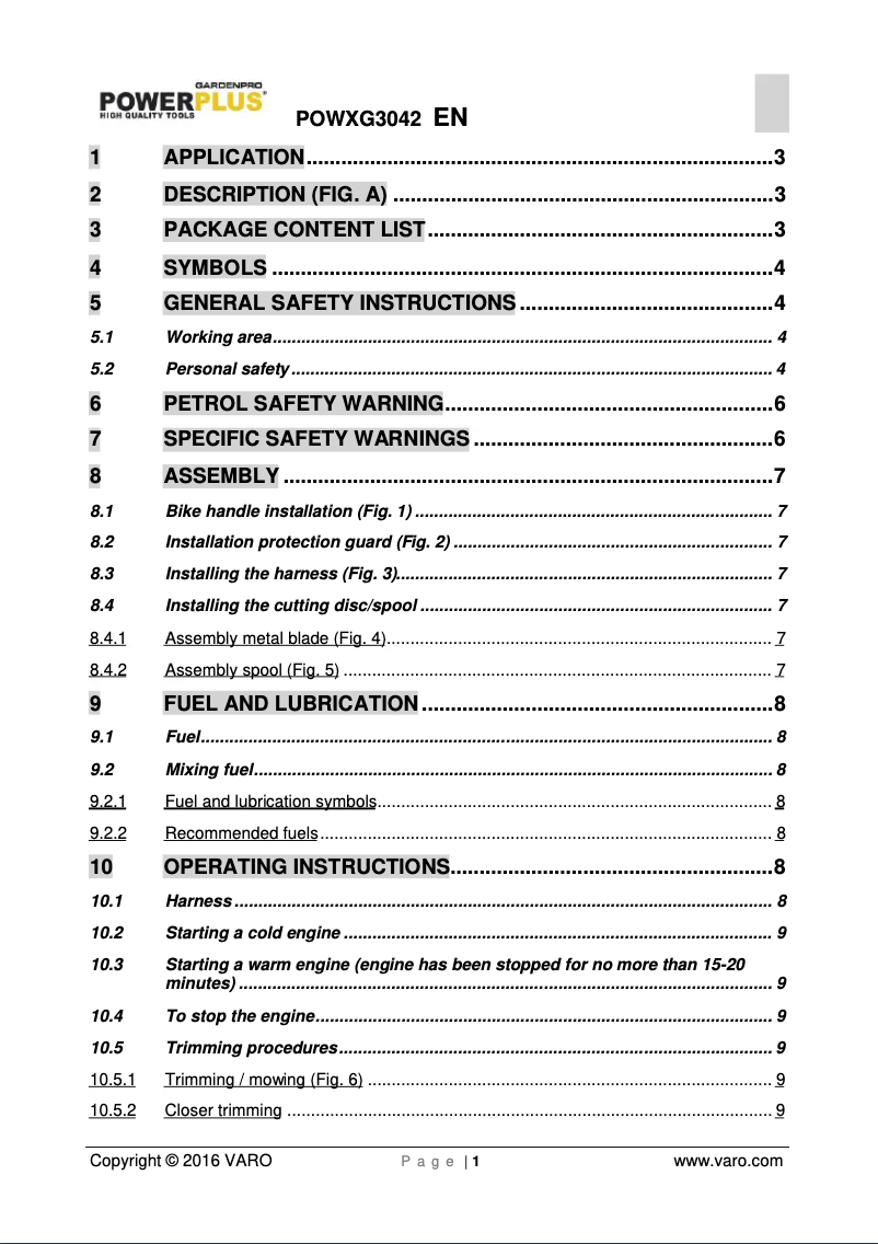 Page 1 de la notice Manuel utilisateur PowerPlus POWXG3042