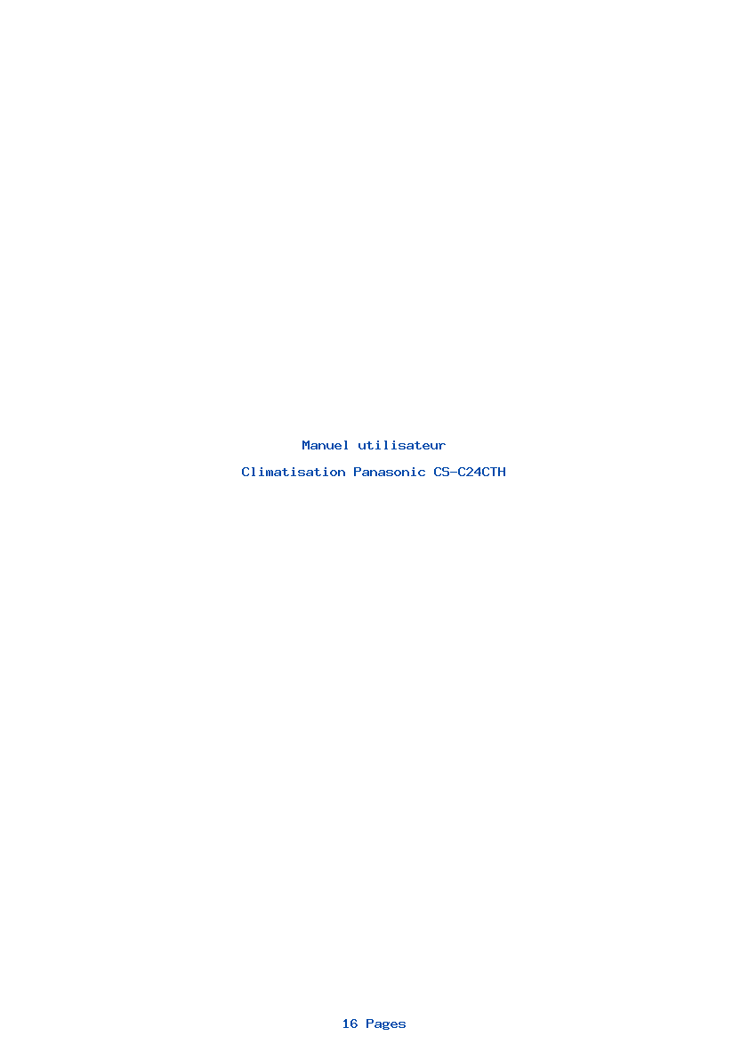 Page 1 de la notice Manuel utilisateur Panasonic CS-C24CTH