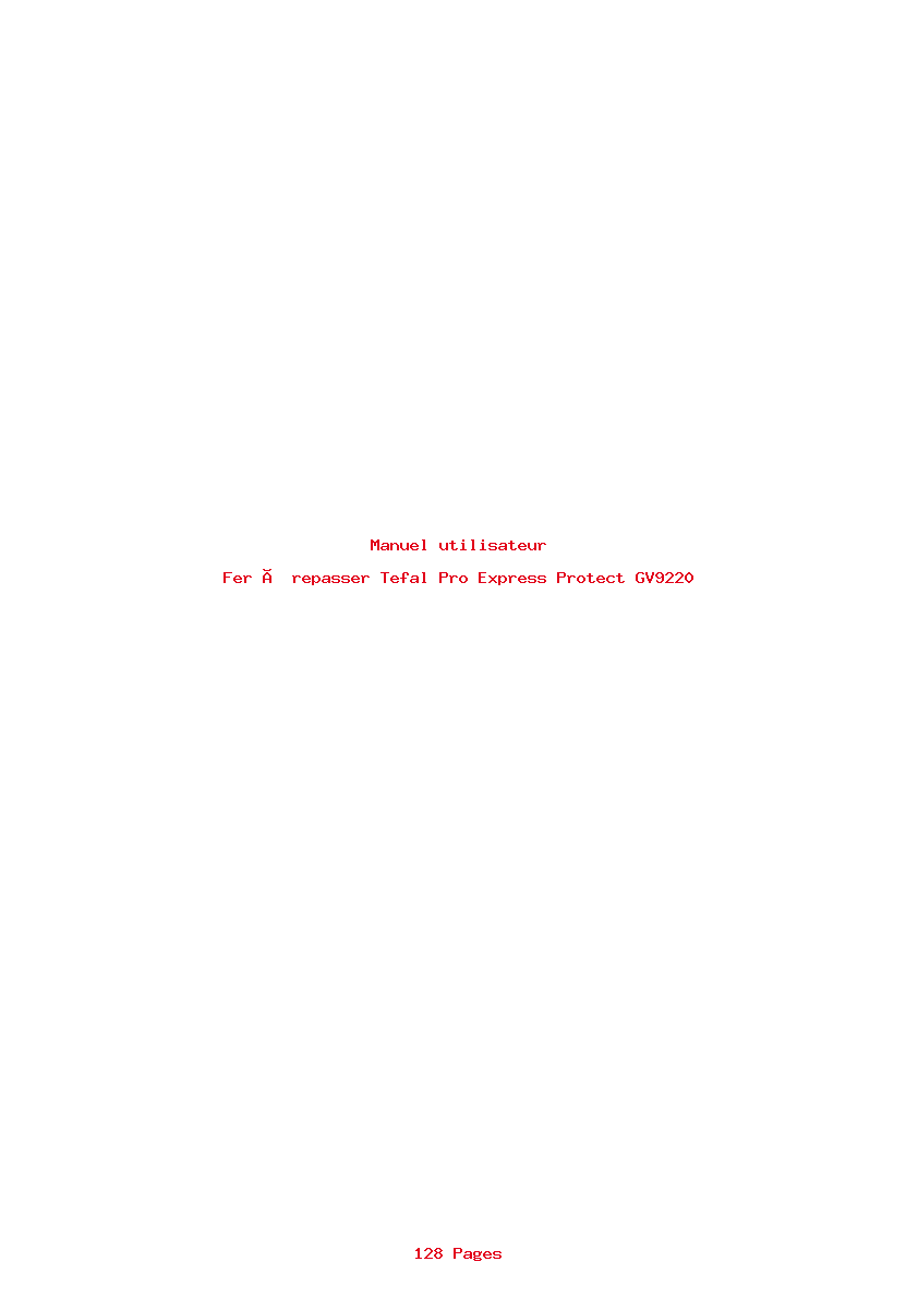 Page 1 de la notice Manuel utilisateur Tefal Pro Express Protect GV9220
