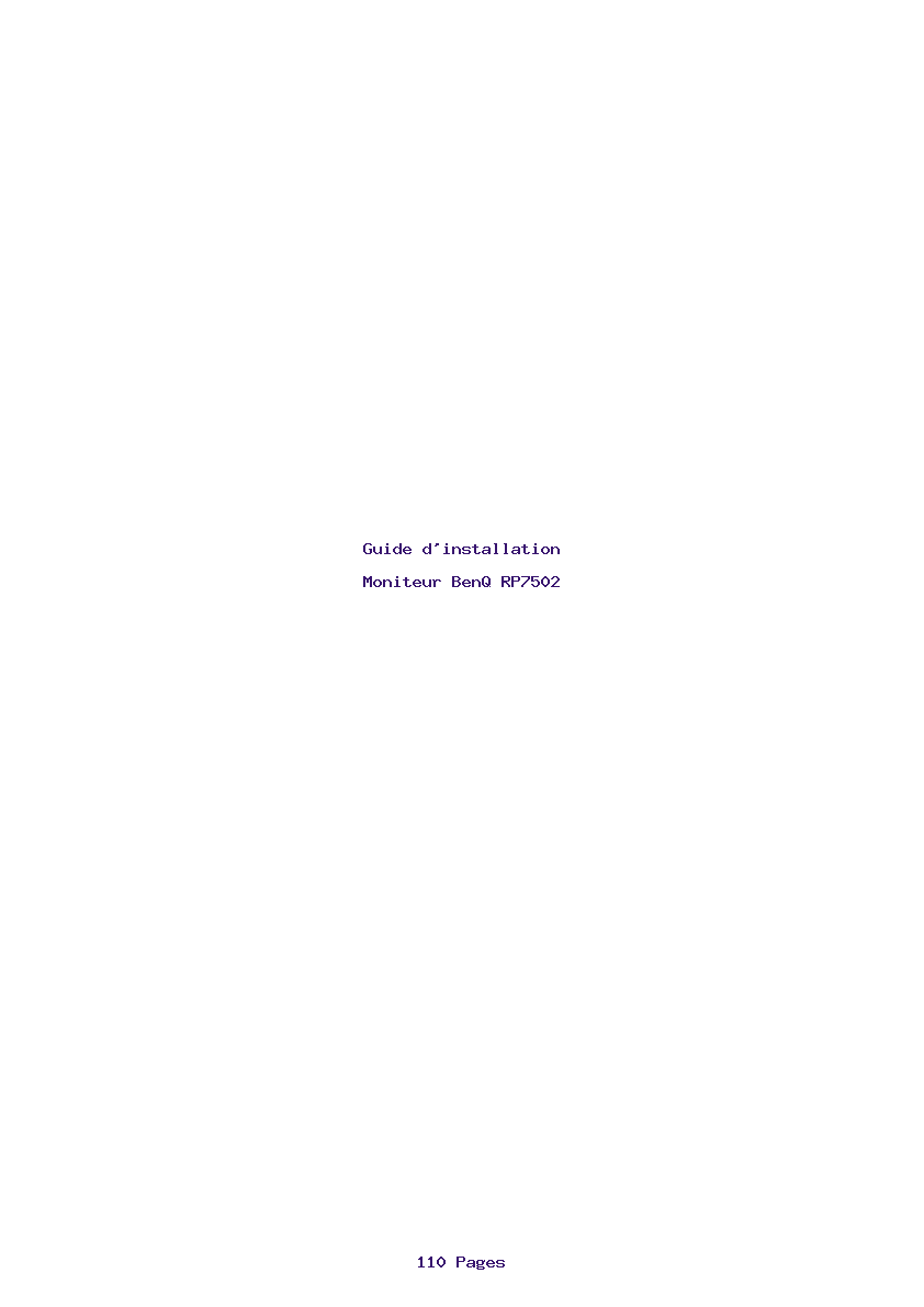 Page 1 de la notice Guide d'installation BenQ RP7502