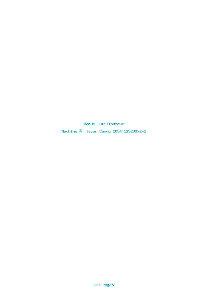 Page 1 de la notice Manuel utilisateur Candy CO34 1252D3\2-S