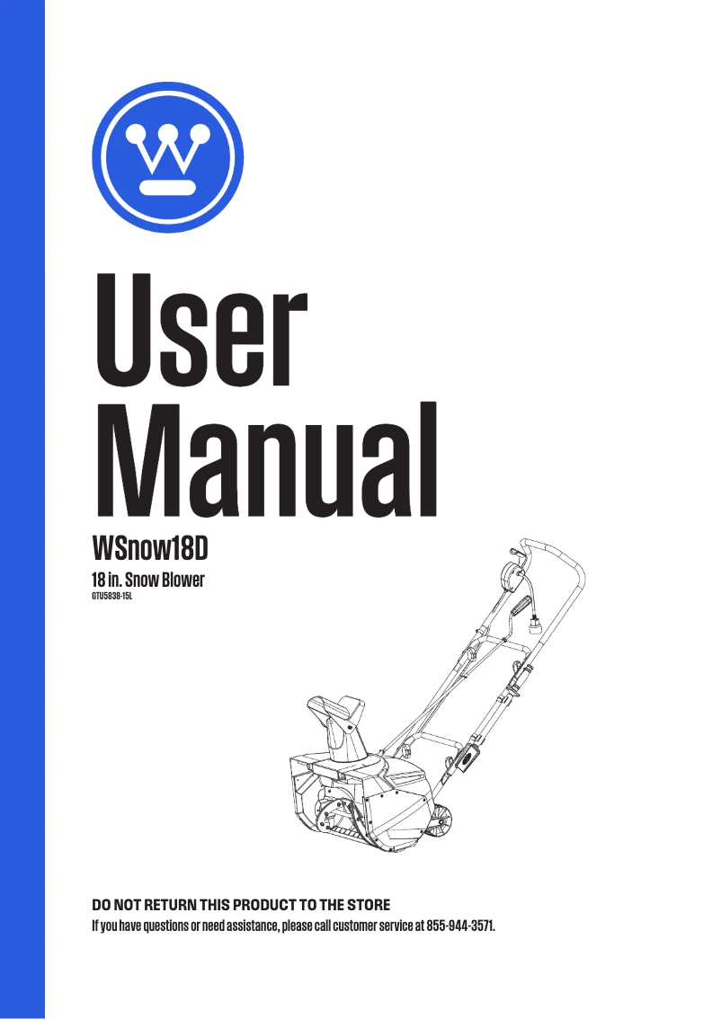 Page 1 of the manual User Manual Westinghouse WSnow18D