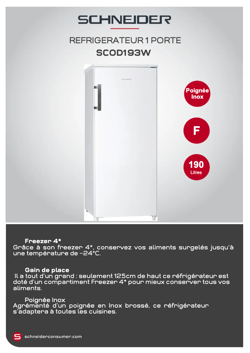 Página 1 del manual Ficha técnica Schneider SCOD193W