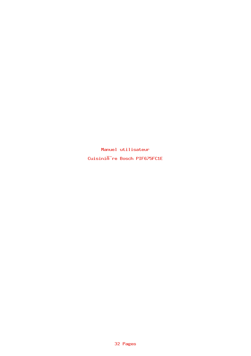 Page 1 de la notice Manuel utilisateur Bosch PIF675FC1E