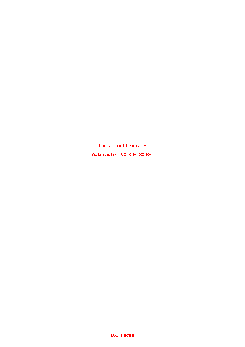 Page 1 de la notice Manuel utilisateur JVC KS-FX940R