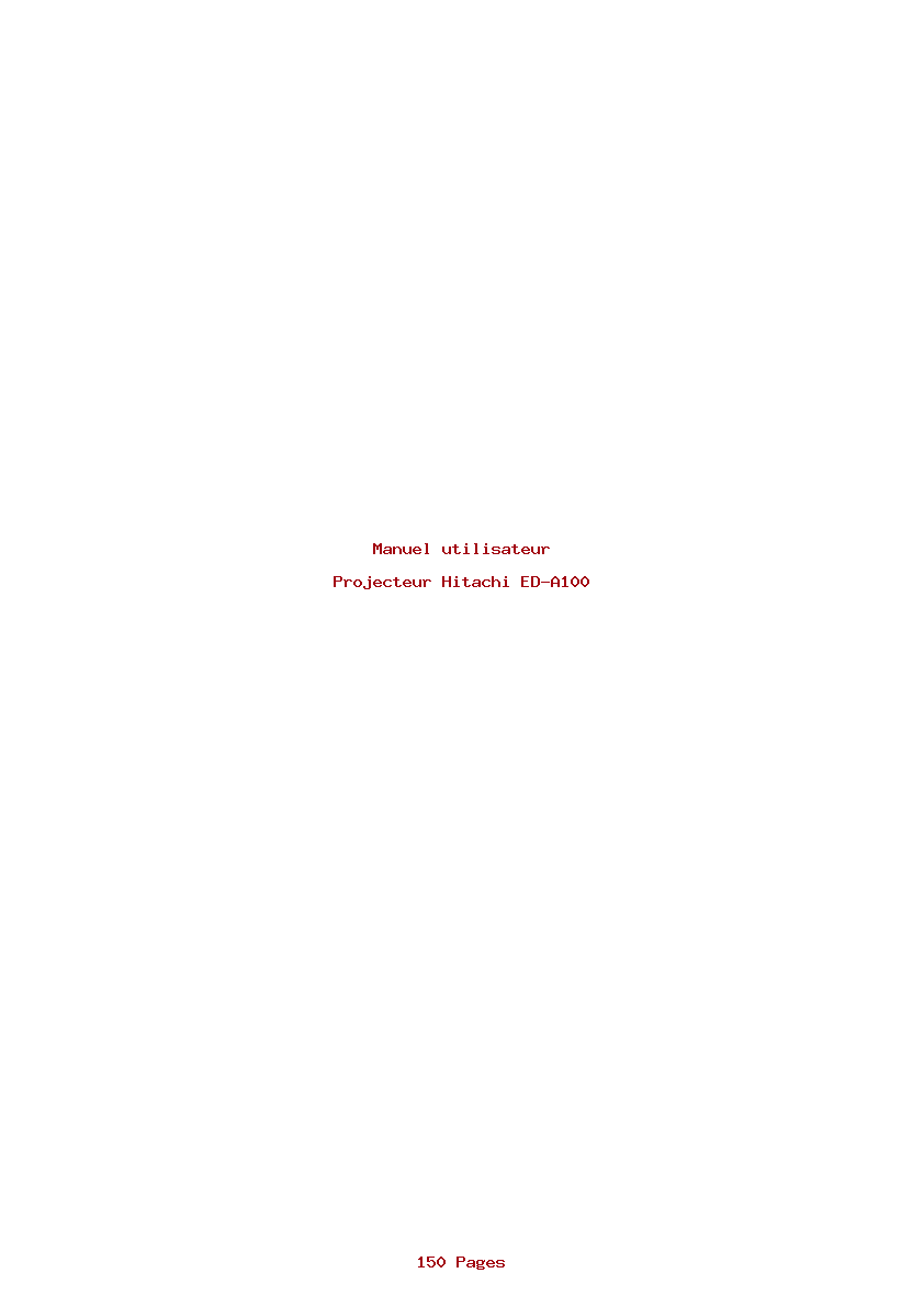 Page 1 de la notice Manuel utilisateur Hitachi ED-A100