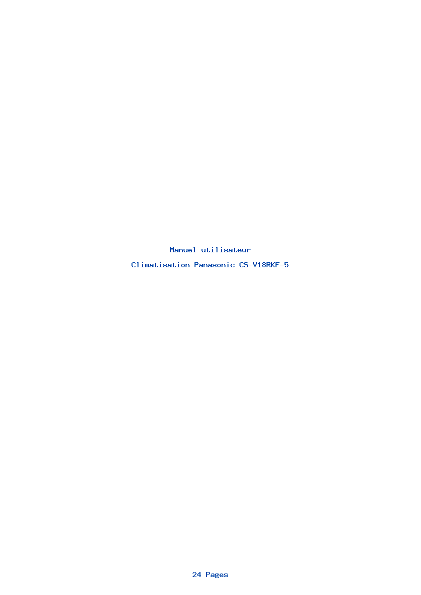 Page 1 de la notice Manuel utilisateur Panasonic CS-V18RKF-5