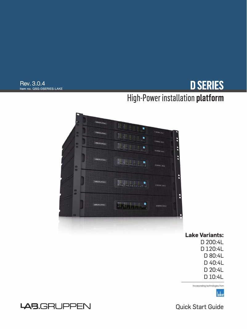 Page 1 of the manual Quick Start Guide Lab Gruppen D 200:4L