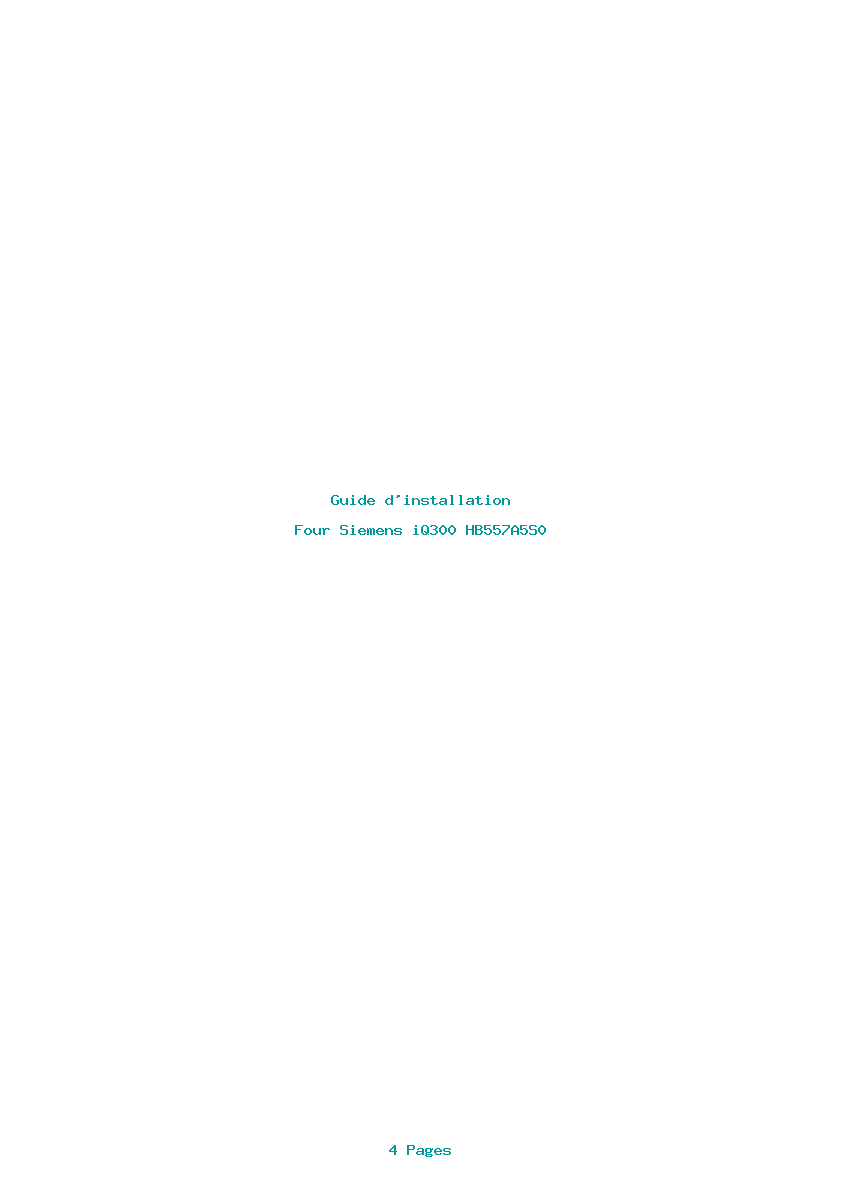 Page 1 de la notice Guide d'installation Siemens iQ300 HB557A5S0