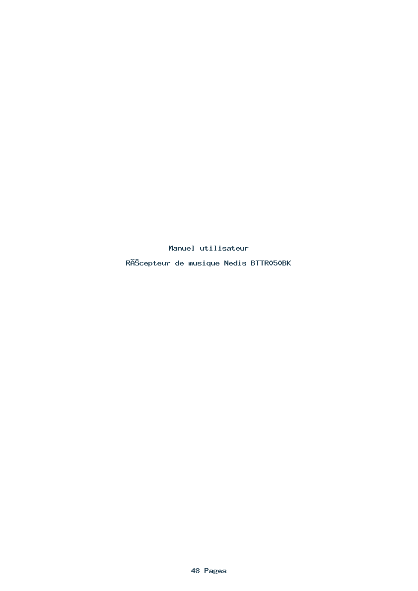 Page 1 de la notice Manuel utilisateur Nedis BTTR050BK