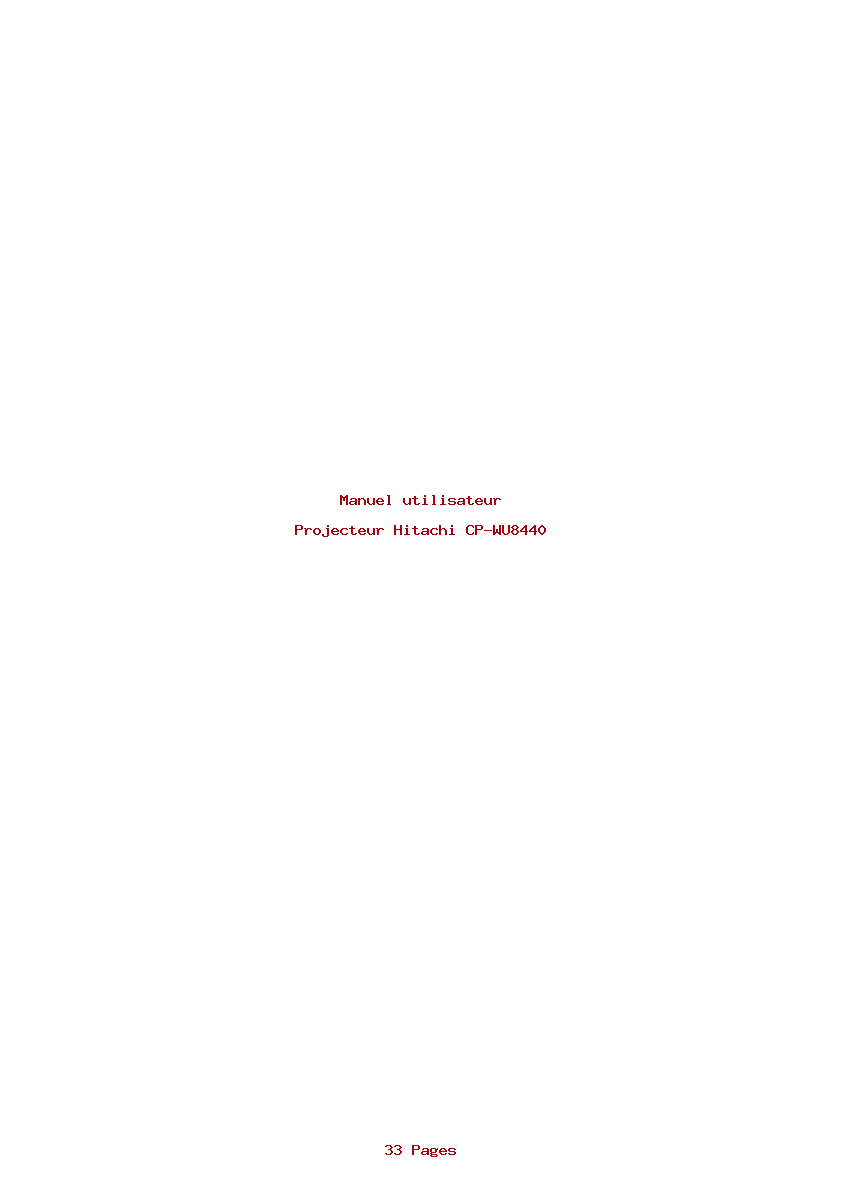 Page 1 de la notice Manuel utilisateur Hitachi CP-WU8440