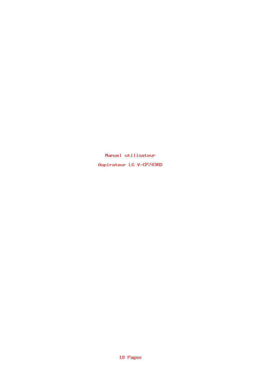 Page 1 de la notice Manuel utilisateur LG V-CP743RD