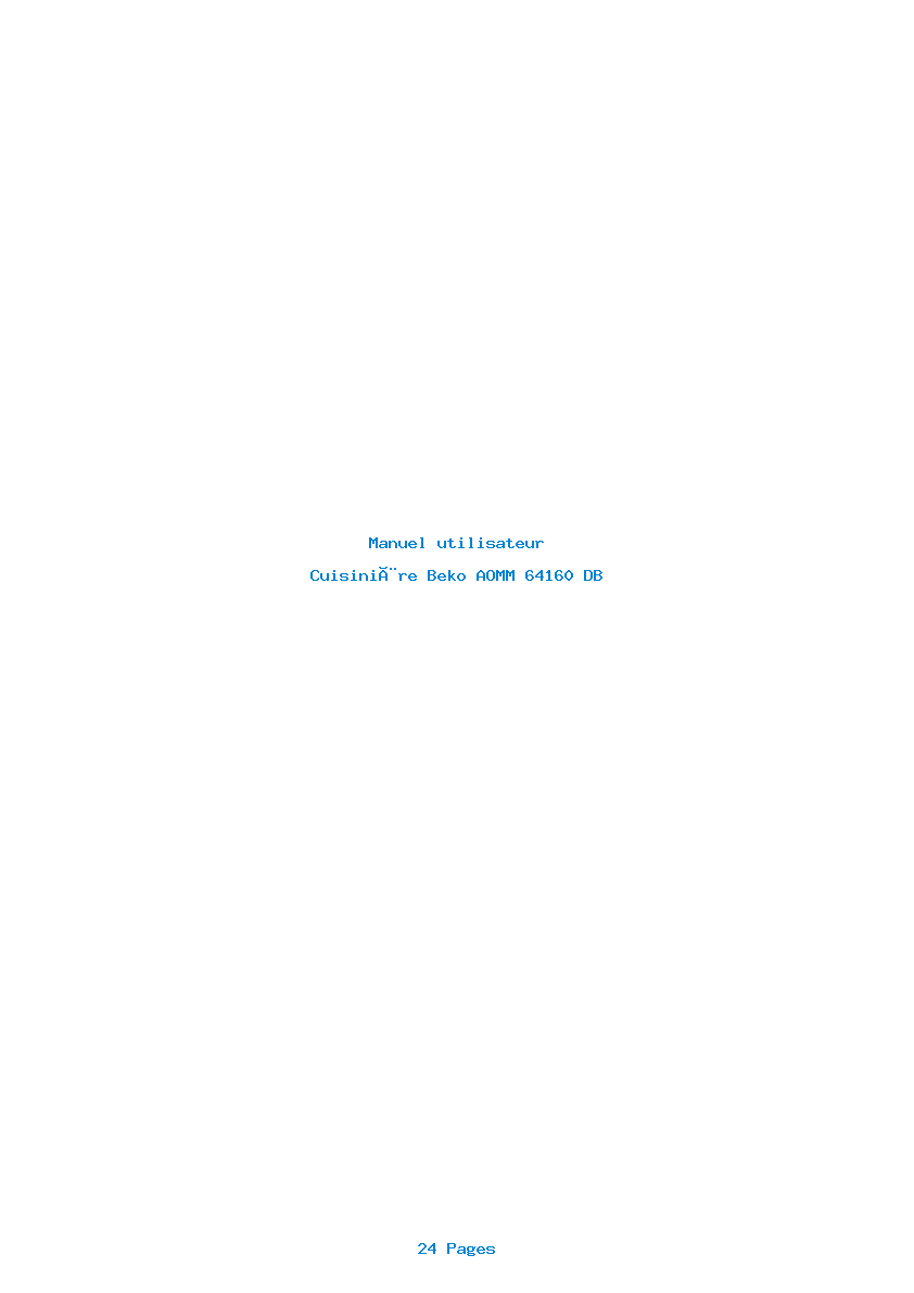 Page 1 de la notice Manuel utilisateur Beko AOMM 64160 DB