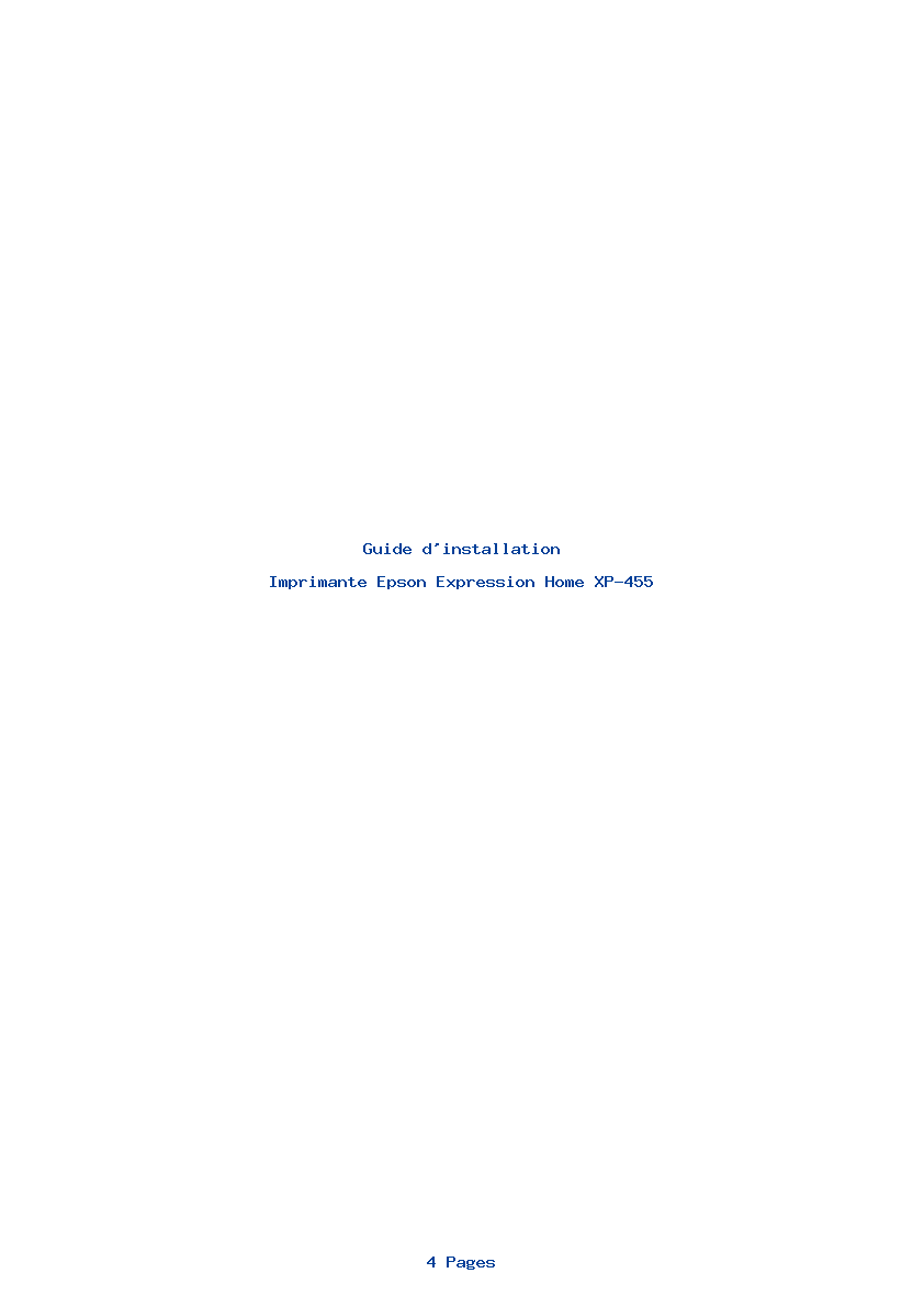 Page 1 de la notice Guide d'installation Epson Expression Home XP-455