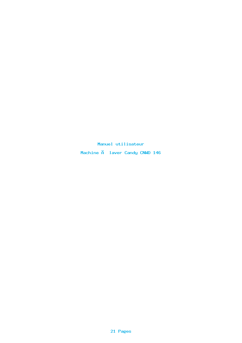 Page 1 de la notice Manuel utilisateur Candy CNWD 146
