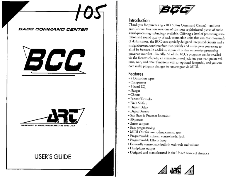 Page 1 de la notice Manuel utilisateur ART BCC