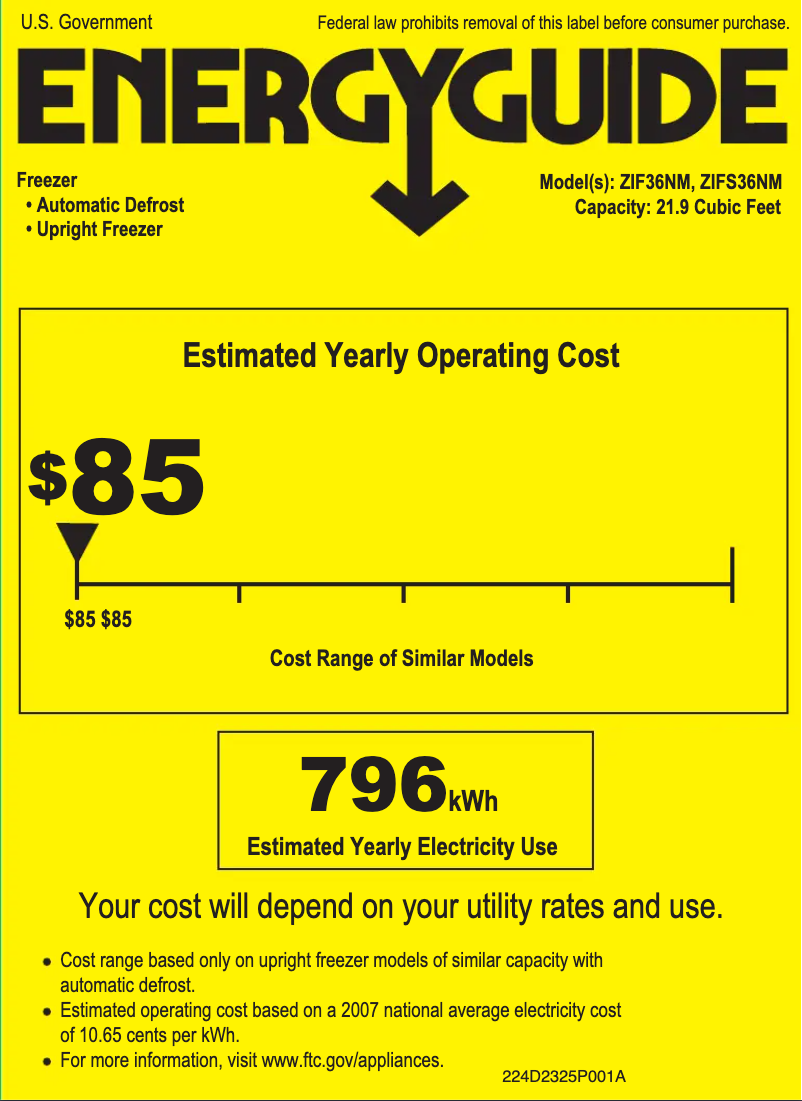 Página 1 del manual Etiqueta energética GE ZIFS36NMLH