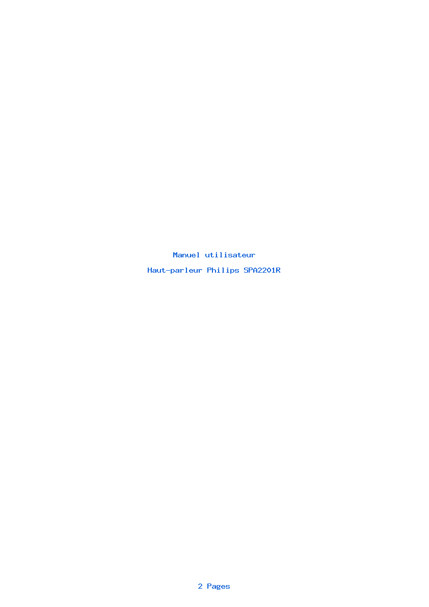 Page 1 de la notice Manuel utilisateur Philips SPA2201R