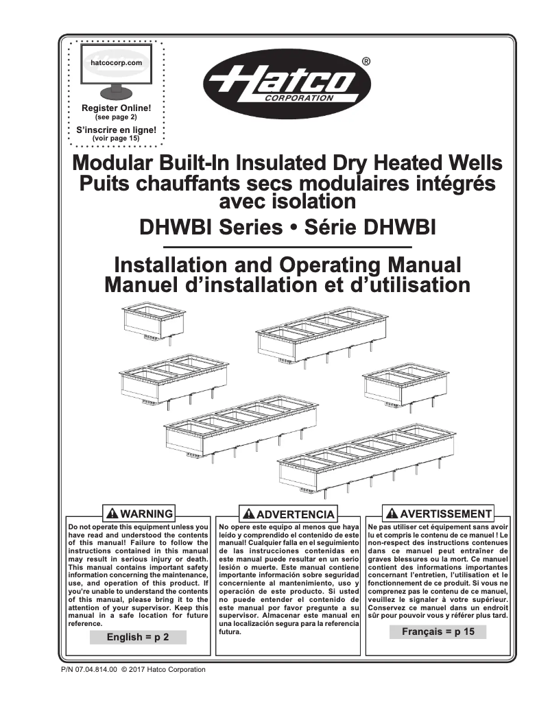 Page 1 de la notice Manuel utilisateur Hatco DHWBI-5