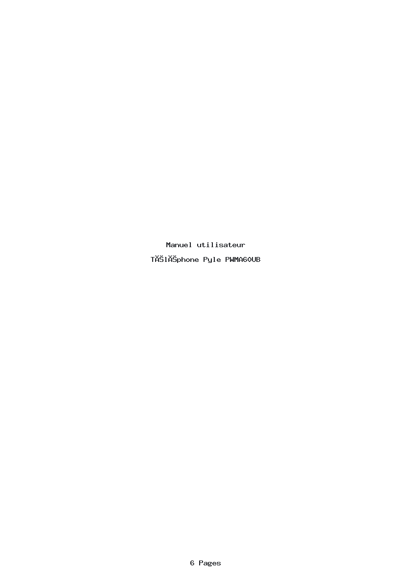 Image de la première page du manuel de l'appareil PWMA60UB