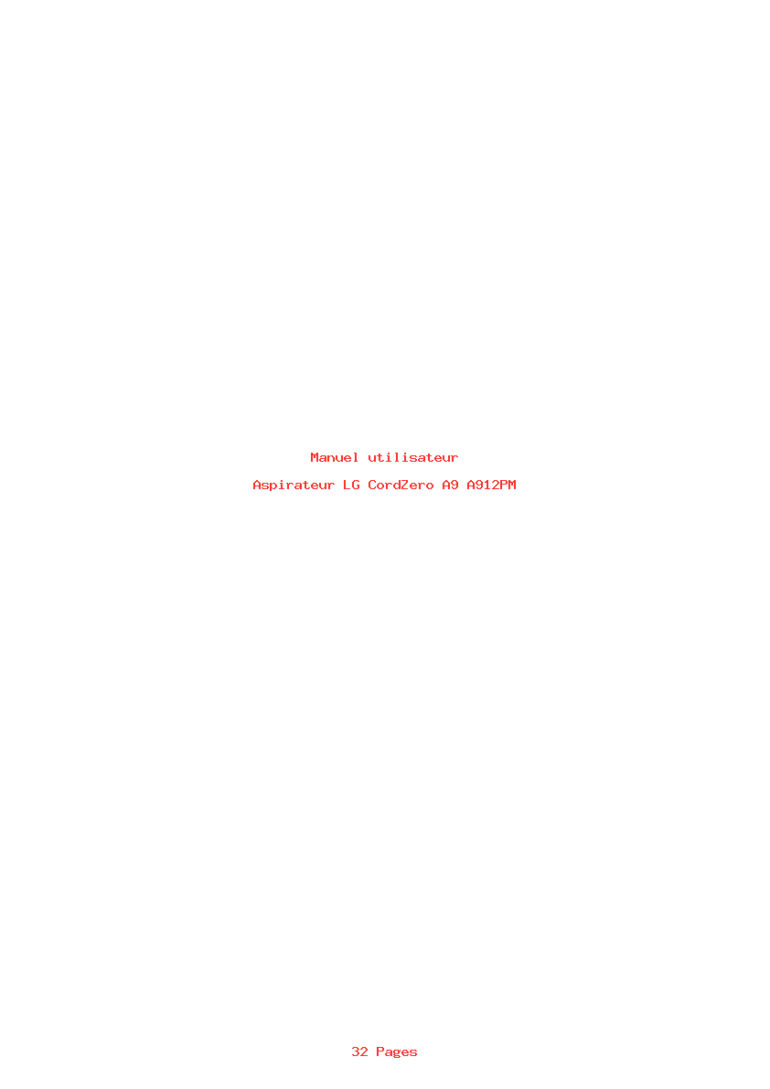 Page 1 de la notice Manuel utilisateur LG CordZero A9 A912PM