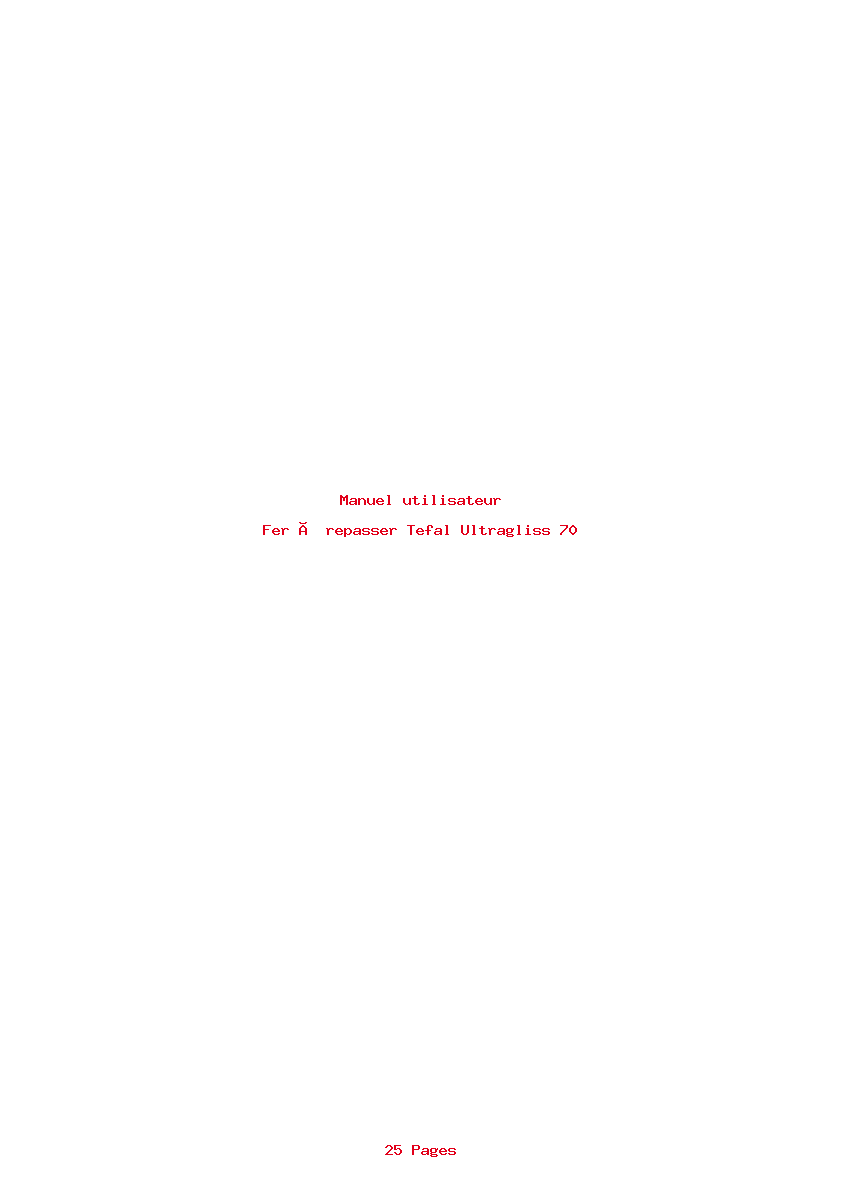 Page 1 de la notice Manuel utilisateur Tefal Ultragliss 70