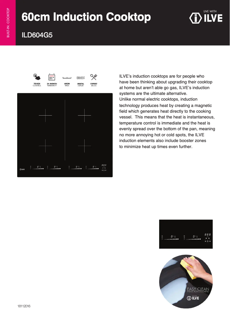Page 1 de la notice Fiche technique Ilve ILD604G5