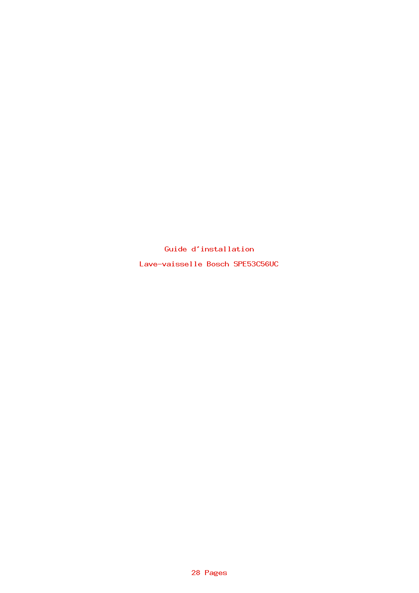 Page 1 de la notice Guide d'installation Bosch SPE53C56UC