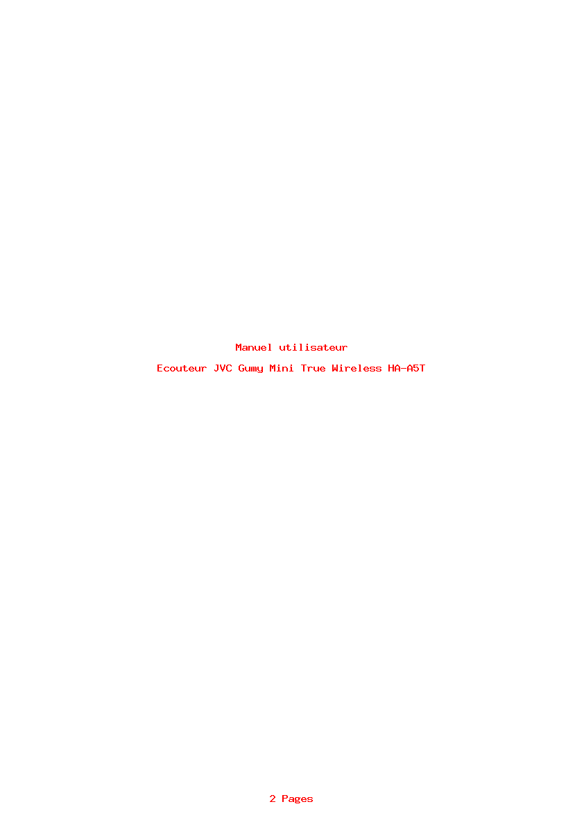 Page 1 de la notice Manuel utilisateur JVC Gumy Mini True Wireless HA-A5T