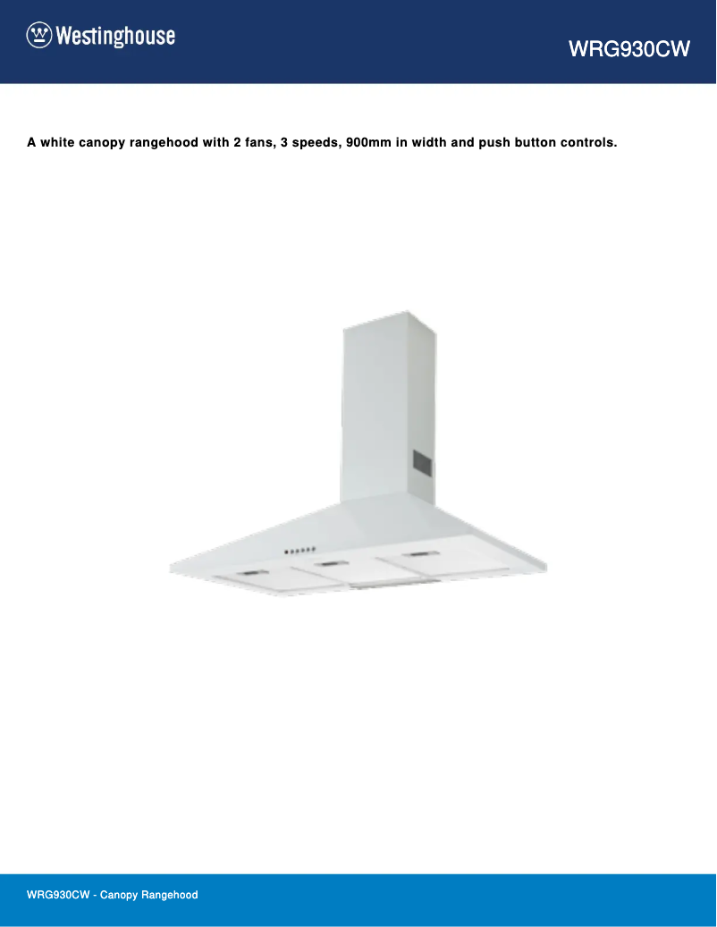 Page 1 de la notice Fiche technique Westinghouse WRG930CW