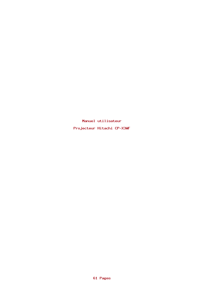 Page 1 de la notice Manuel utilisateur Hitachi CP-X3WF