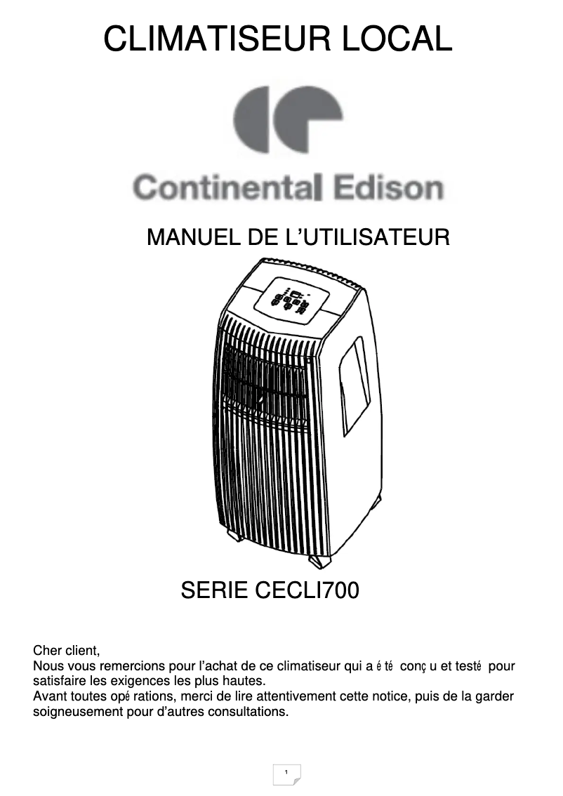 Página 1 del manual Manual de usuario Continental Edison CECLI700W
