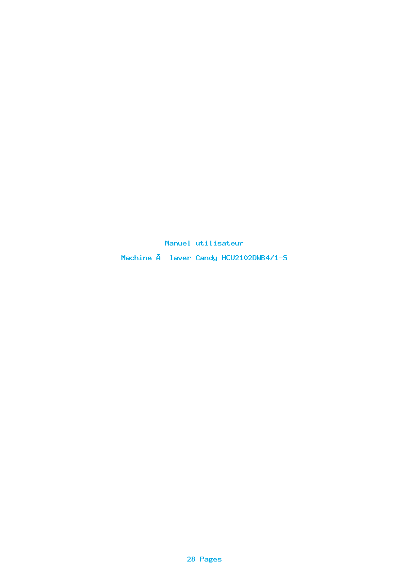 Page 1 de la notice Manuel utilisateur Candy HCU2102DWB4/1-S